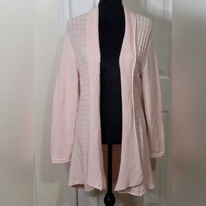 Studio Works Women's Open Front Knit Long Sleeves Cardigan Sweater Light Pink